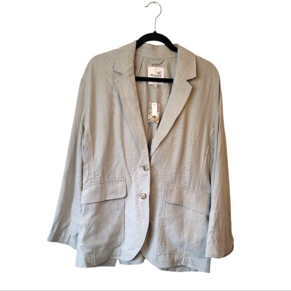 Madewell Women's  Light Mint Green Breezewoven Larsen Blazer Size L NWT - Picture 1 of 6